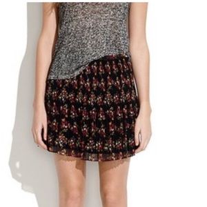 Madewell Pleated Black Mountain Floral Mini Skirt